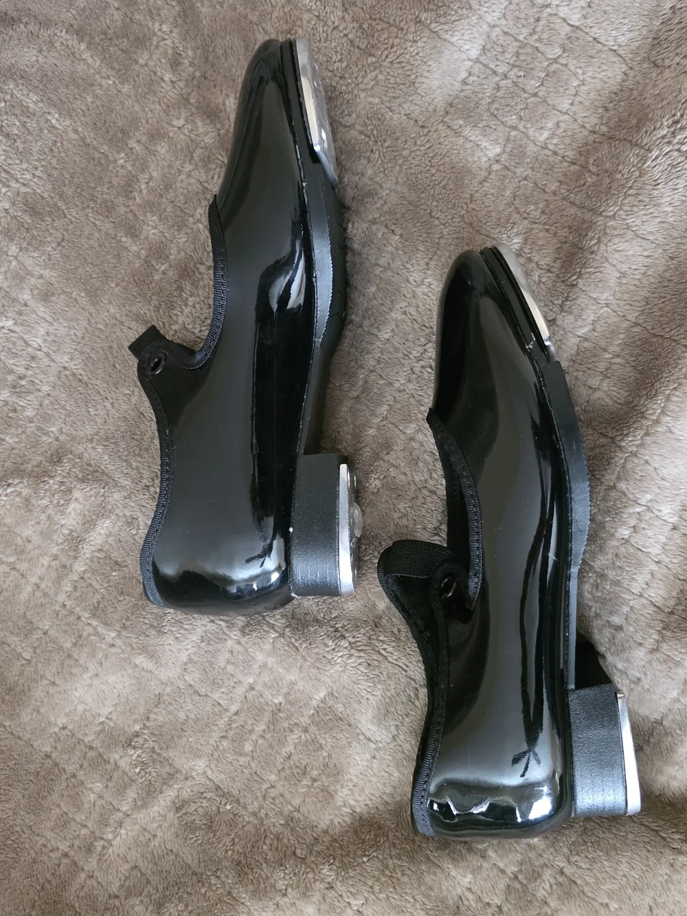 Tap Dancing Shoes Capezzo Black Patent Leather Elastic Closure 12 1/2 M Children